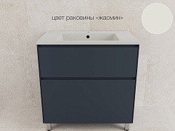 Style Line Тумба с кварцевой раковиной жасмин Лима 80 Plus эмаль графит матовая – фотография-2